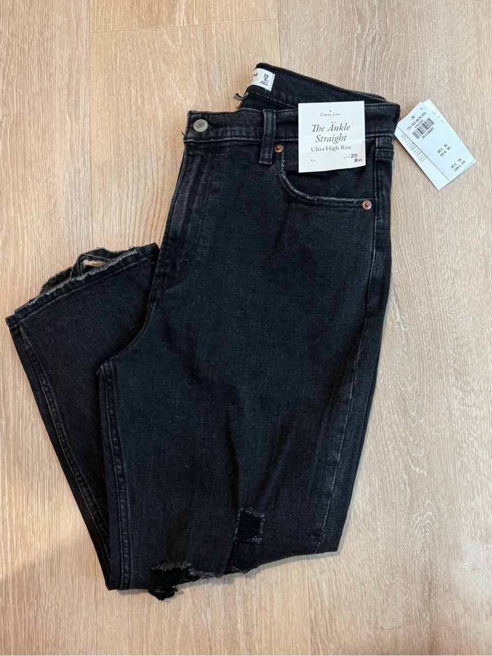 Abercrombie & Fitch Black Ankle Straight Ultra High Rise Jeans Curve Love